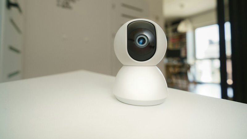 Slimme beveiligingscamera buiten gemonteerd aan een gevel
